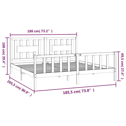 Bed Frame Without Mattress Solid Wood Pine 183X203 Cm King