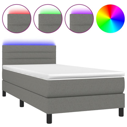 Box Spring Bed With Mattress&Led 100X200Cm Fabric