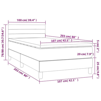 Box Spring Bed With Mattress&Led 100X200Cm Fabric