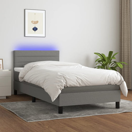 Box Spring Bed With Mattress&Led 100X200Cm Fabric