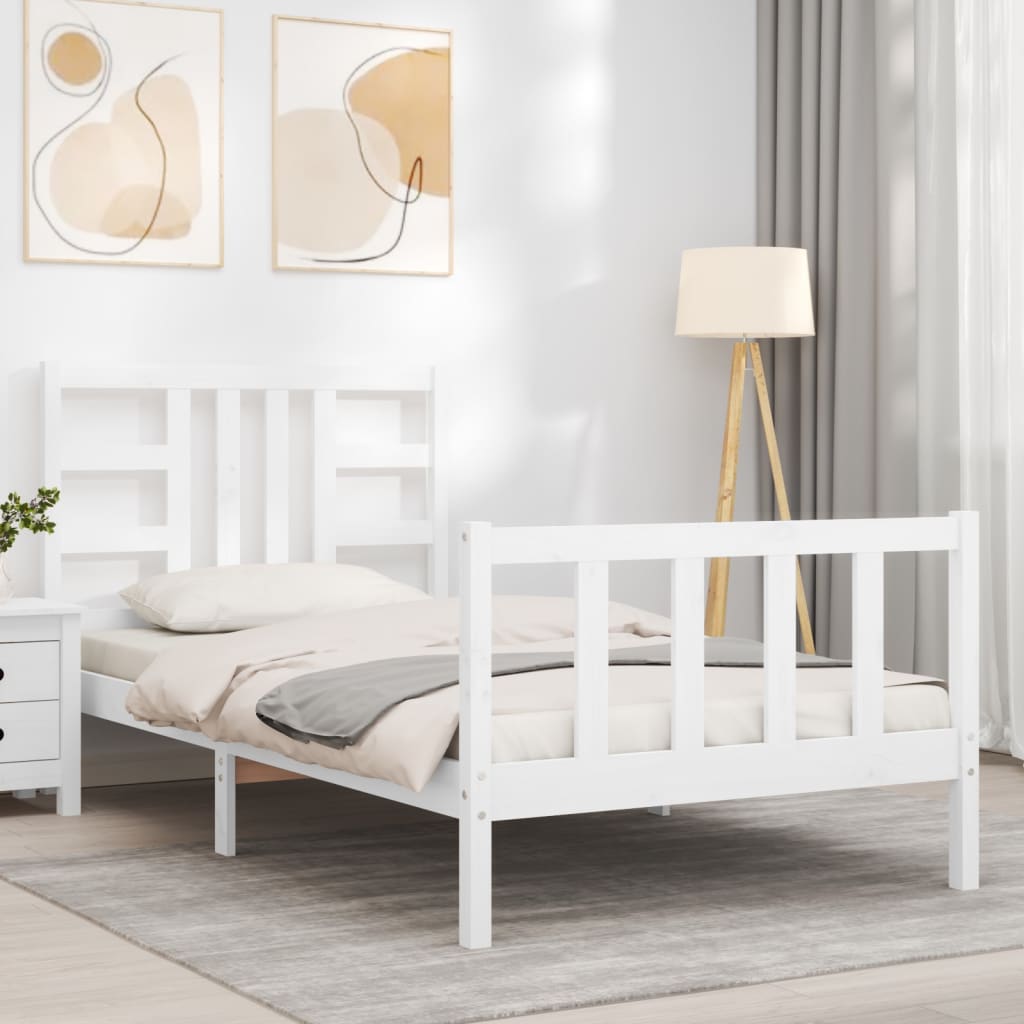 Bed Frame Without Mattress White 90X190 Cm Solid Wood Pine