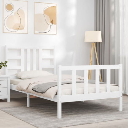 Bed Frame Without Mattress White 90X190 Cm Solid Wood Pine