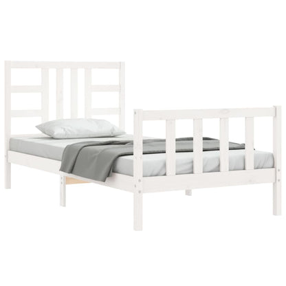 Bed Frame Without Mattress White 90X190 Cm Solid Wood Pine