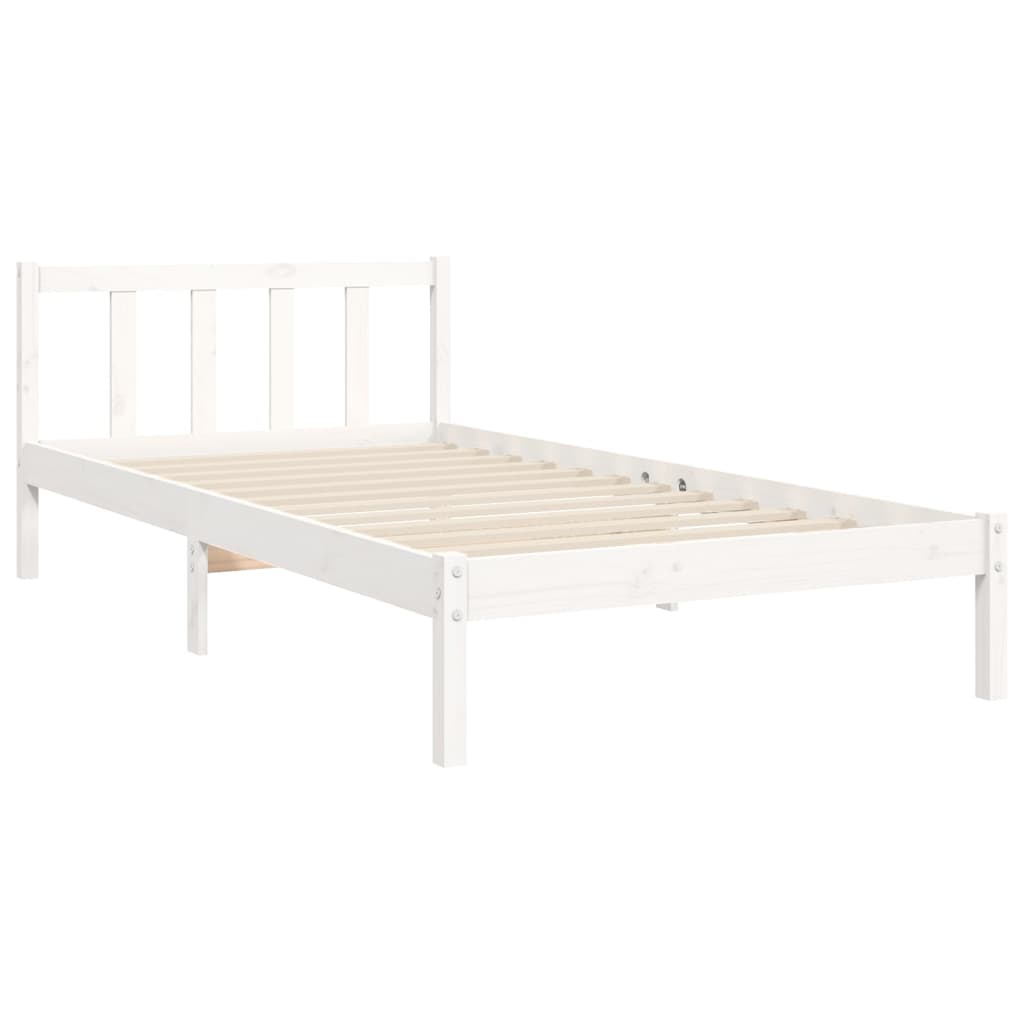 Bed Frame Without Mattress White 90X190 Cm Solid Wood Pine