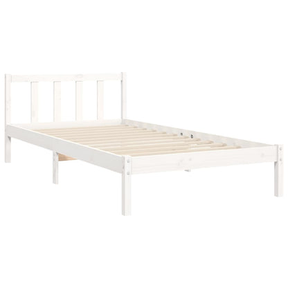 Bed Frame Without Mattress White 90X190 Cm Solid Wood Pine