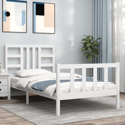 Bed Frame Without Mattress White 90X190 Cm Solid Wood Pine