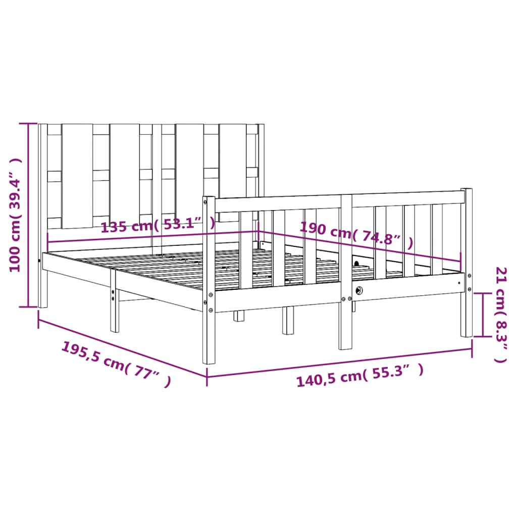 Bed Frame Without Mattress Solid Wood Pine