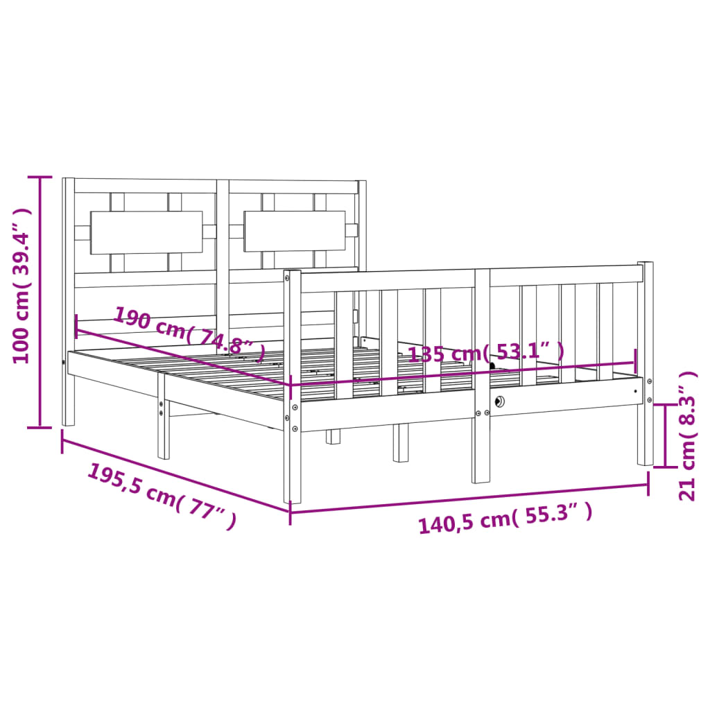 Bed Frame Without Mattress Solid Wood Pine