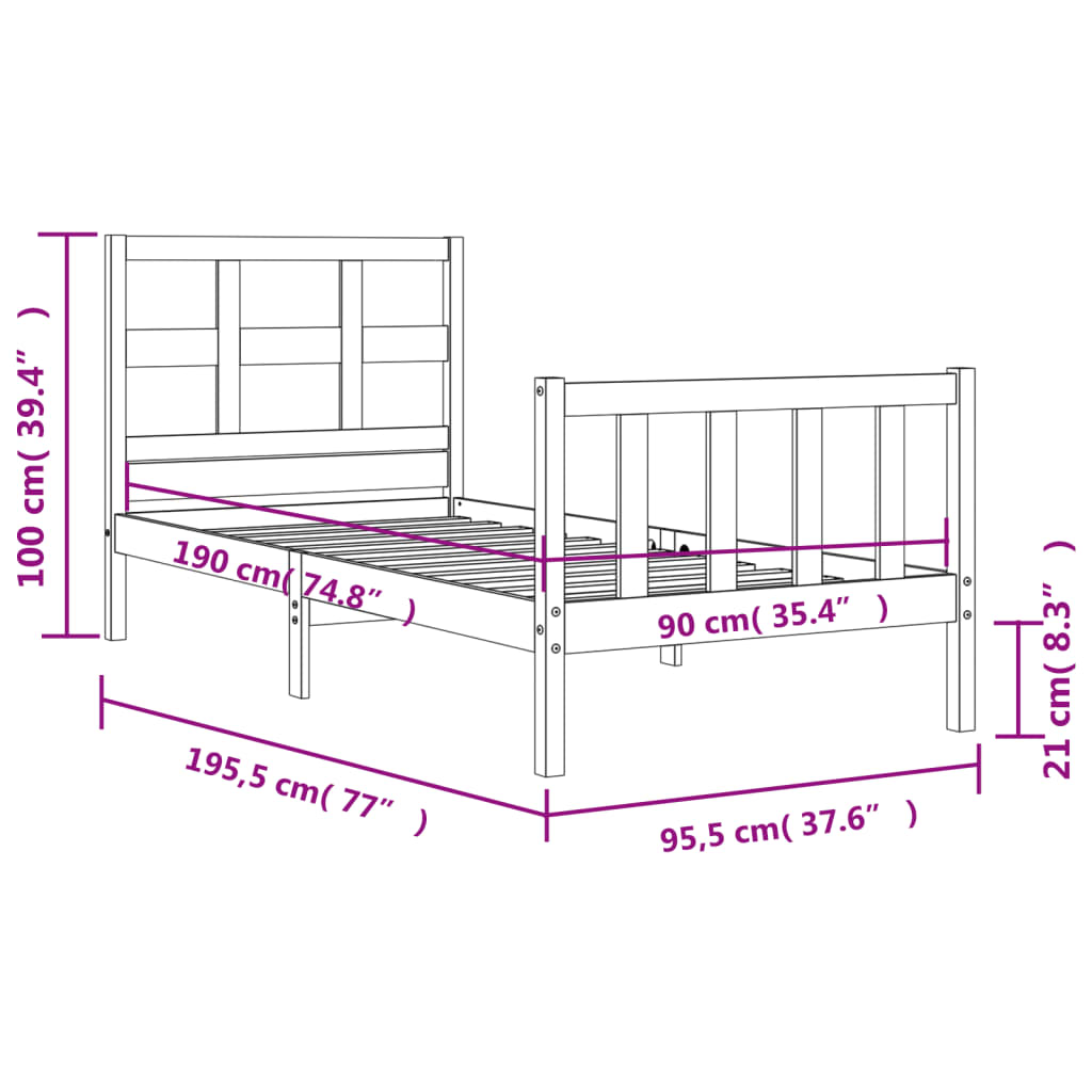 Bed Frame Without Mattress Solid Wood Pine
