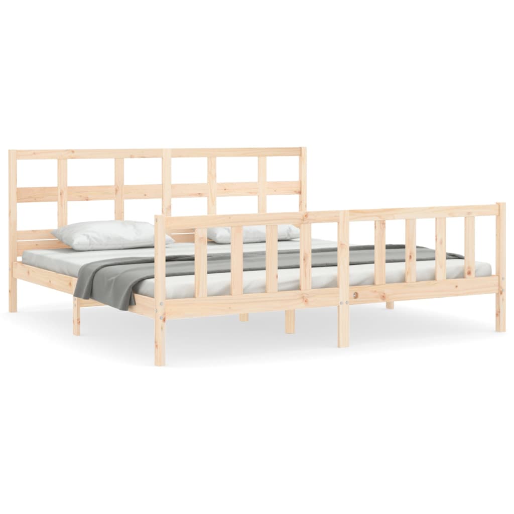 Bed Frame Without Mattress 183X203 Cm King Solid Wood Pine