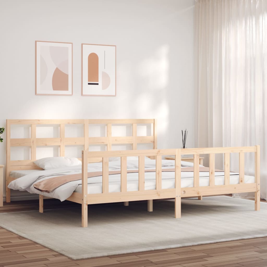 Bed Frame Without Mattress 183X203 Cm King Solid Wood Pine