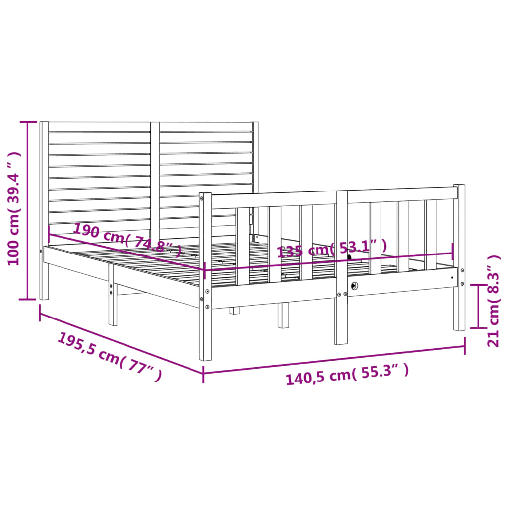 Bed Frame Without Mattress Solid Wood Pine