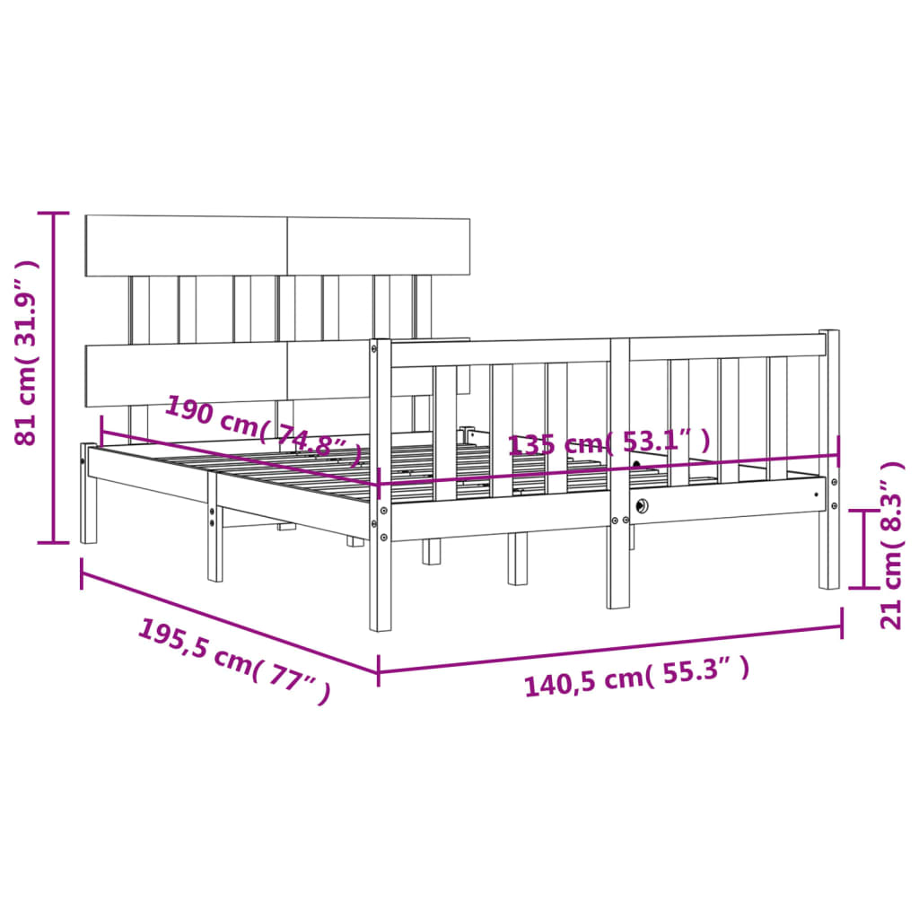 Bed Frame Without Mattress Solid Wood Pine
