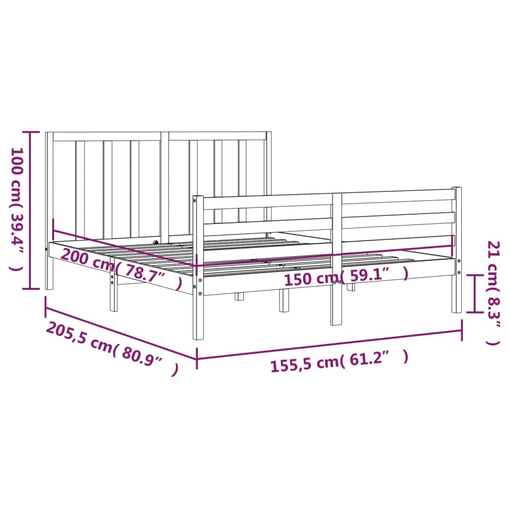 Bed Frame Without Mattress Solid Wood Pine