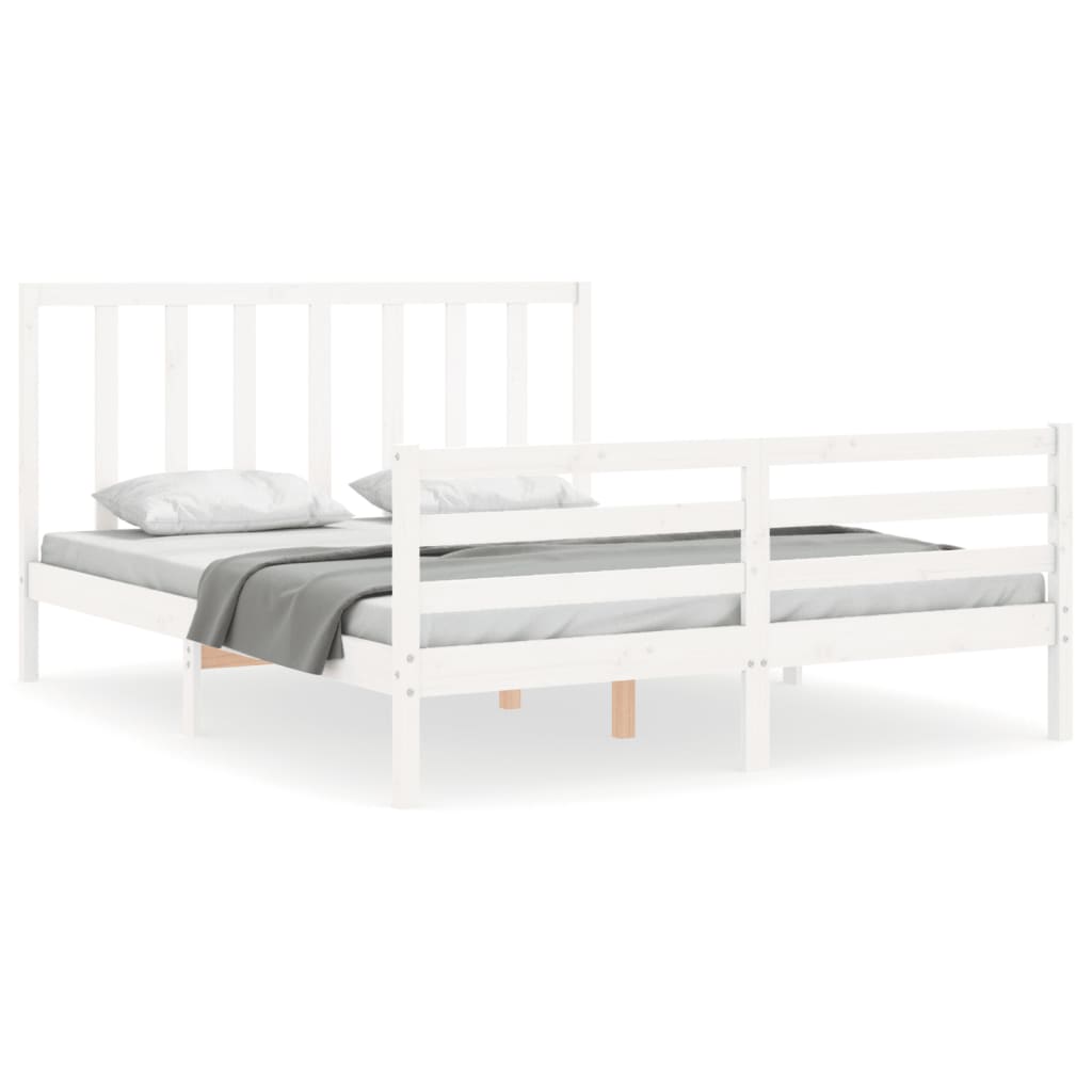 Bed Frame Without Mattress White 150X200 Cm Solid Wood Pine