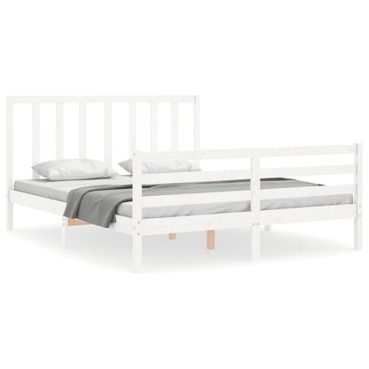 Bed Frame Without Mattress White 150X200 Cm Solid Wood Pine
