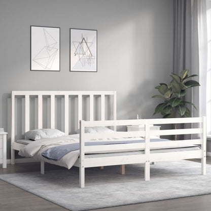 Bed Frame Without Mattress White 150X200 Cm Solid Wood Pine