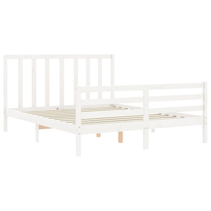 Bed Frame Without Mattress White 150X200 Cm Solid Wood Pine
