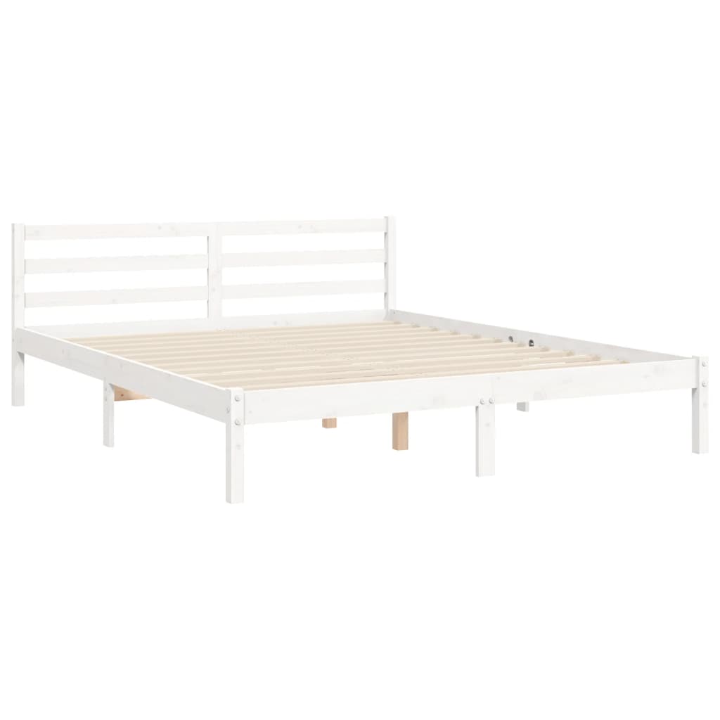 Bed Frame Without Mattress White 150X200 Cm Solid Wood Pine
