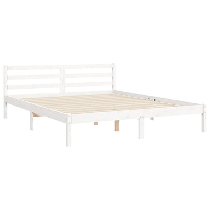 Bed Frame Without Mattress White 150X200 Cm Solid Wood Pine