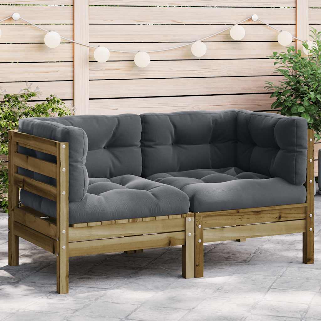 3 Piece Garden Lounge Set With Cream Cushions Solid Pinewood