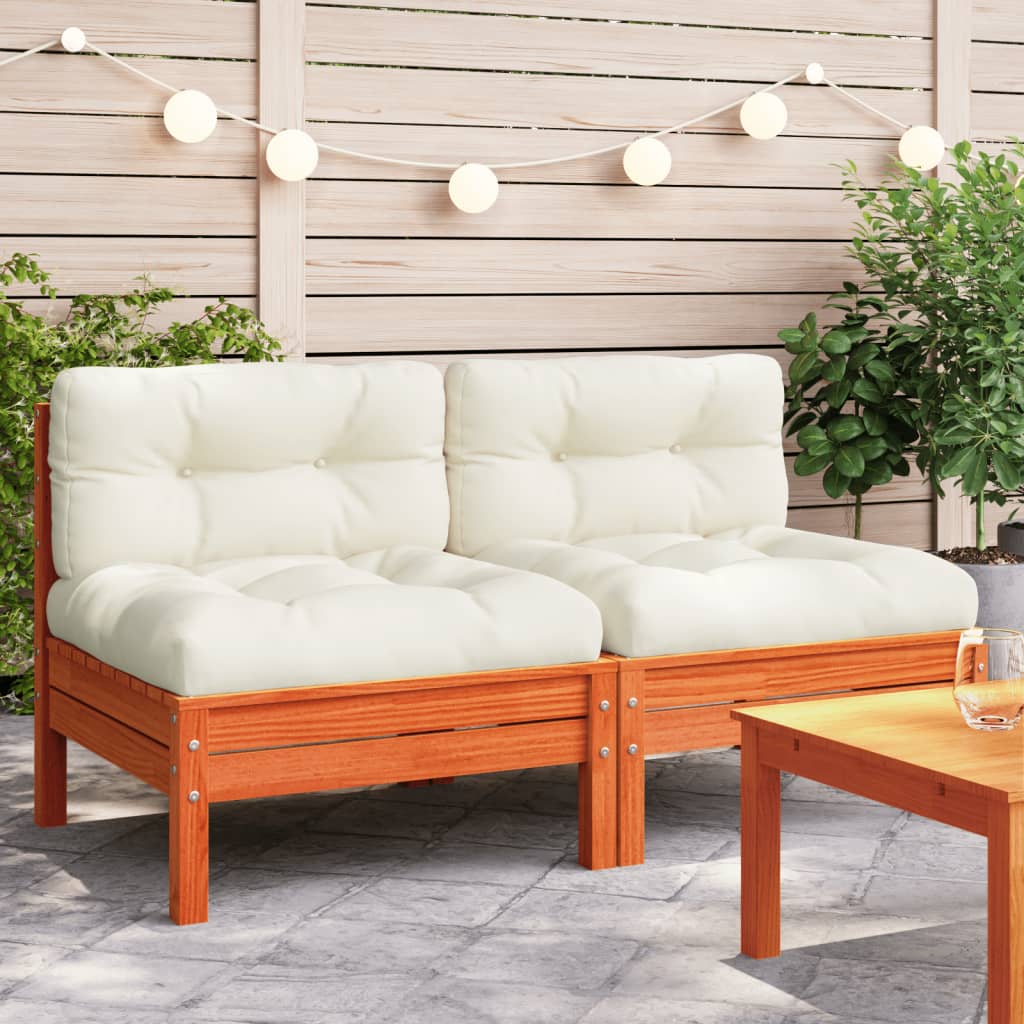 3 Piece Garden Lounge Set With Cream Cushions Solid Pinewood
