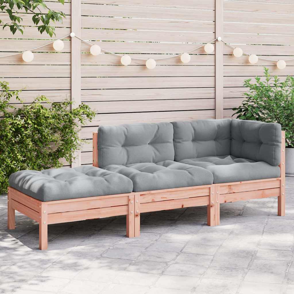 3 Piece Garden Lounge Set With Cream Cushions Solid Pinewood