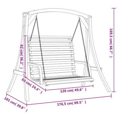 Swing Bench Solid Wood Spruce With Teak Finish