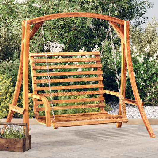 Swing Bench Solid Wood Spruce With Teak Finish