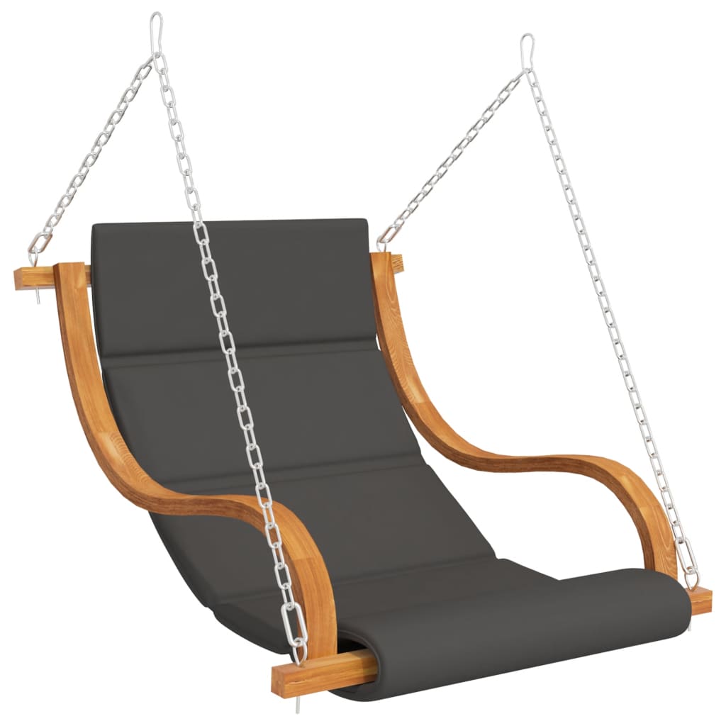 Swing Chair With Cushion Solid Wood Spruce With Teak Finish