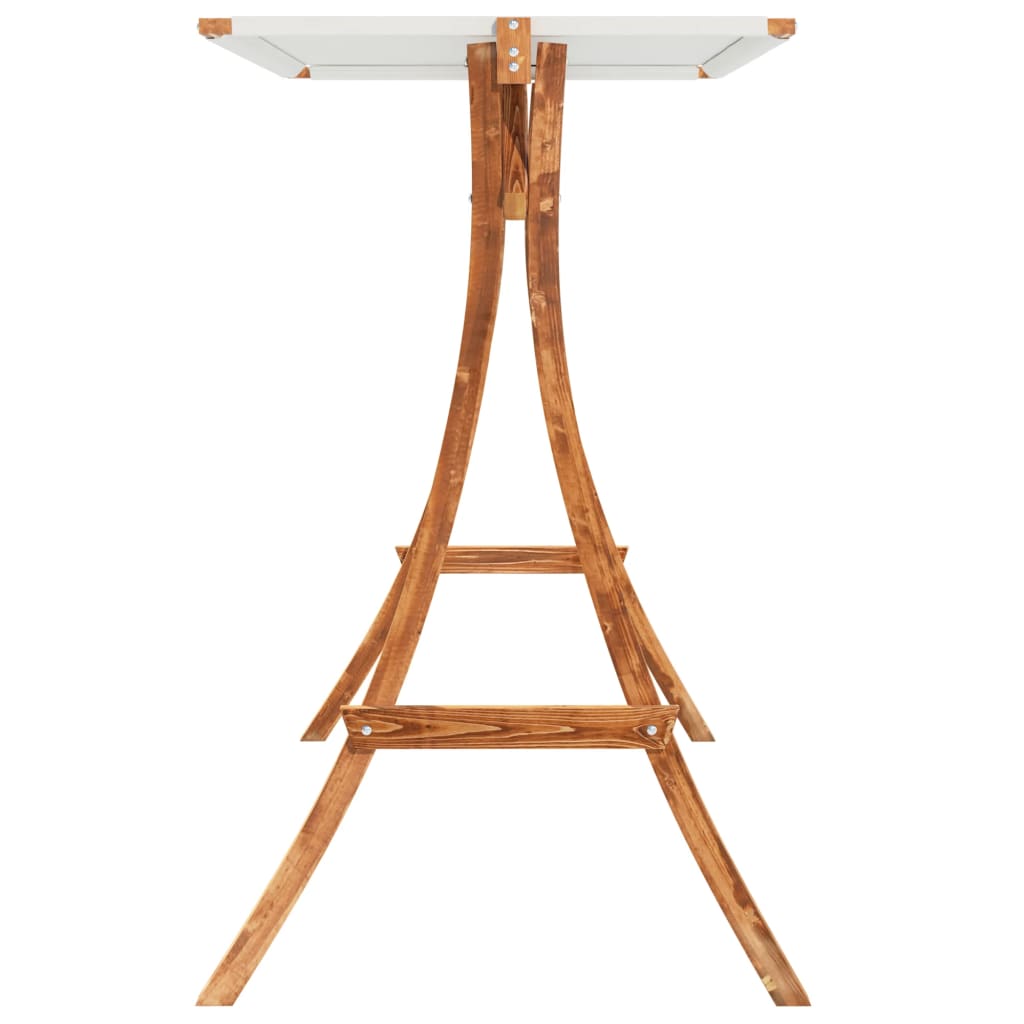 Swing Bench With Canopy Solid Wood Spruce With Teak Finish