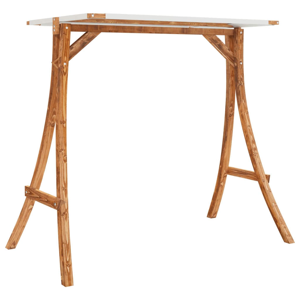 Swing Bench With Canopy Solid Wood Spruce With Teak Finish