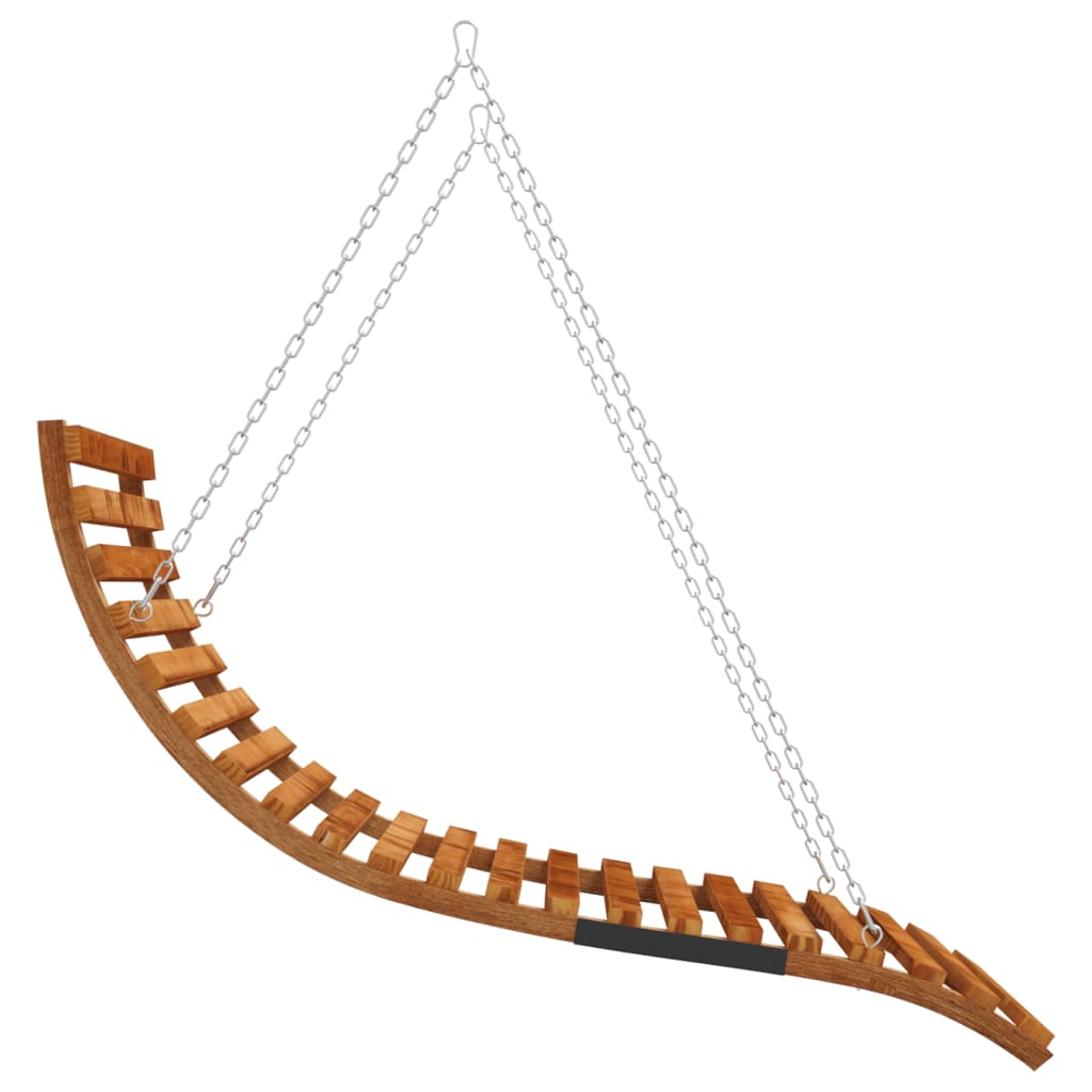 Swing Bed With Canopy Solid Wood Spruce With Teak Finish