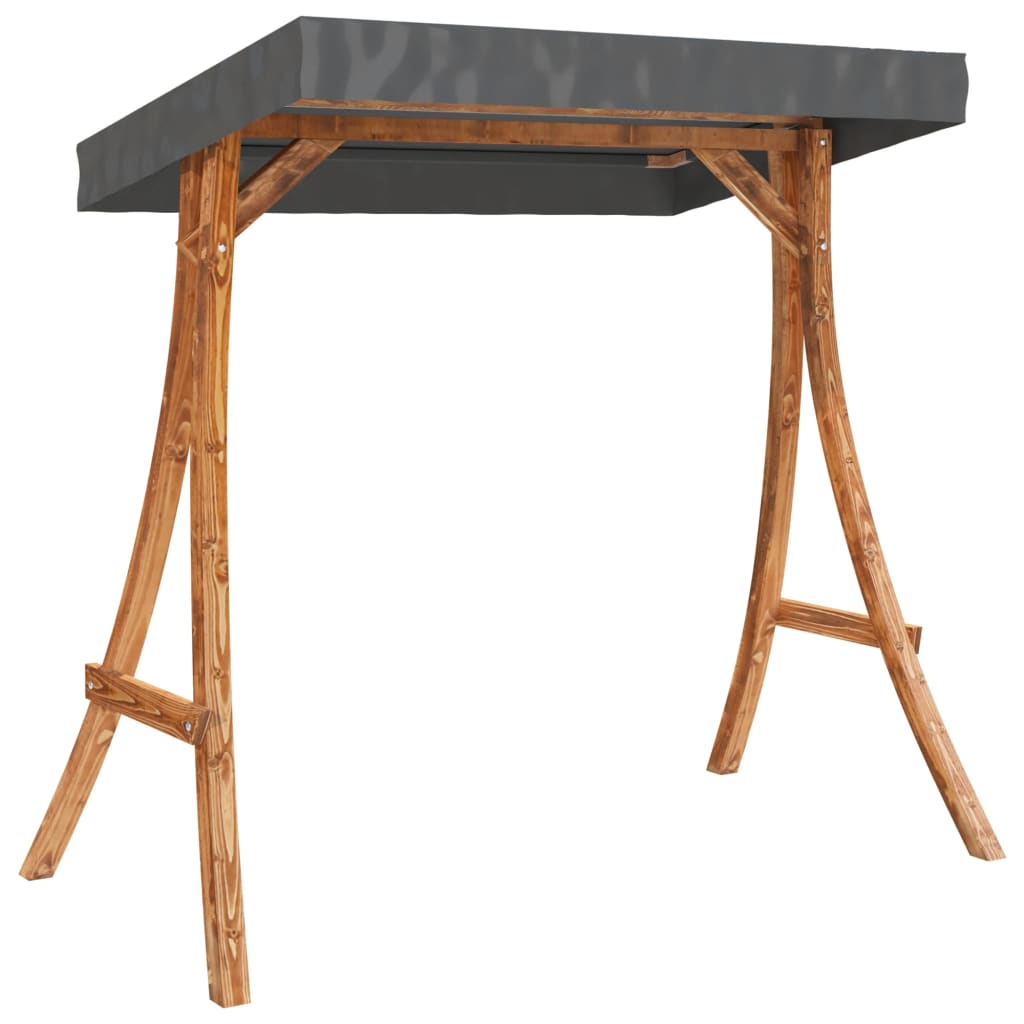 Swing Bench With Canopy Solid Wood Spruce With Teak Finish