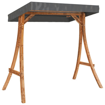 Swing Bench With Canopy Solid Wood Spruce With Teak Finish