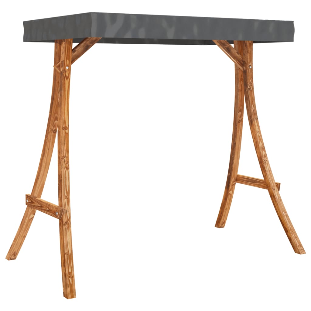 Swing Bench With Canopy Solid Wood Spruce With Teak Finish