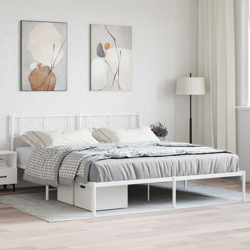 Metal Bed Frame Without Mattress With Footboard 183X203 Cm King