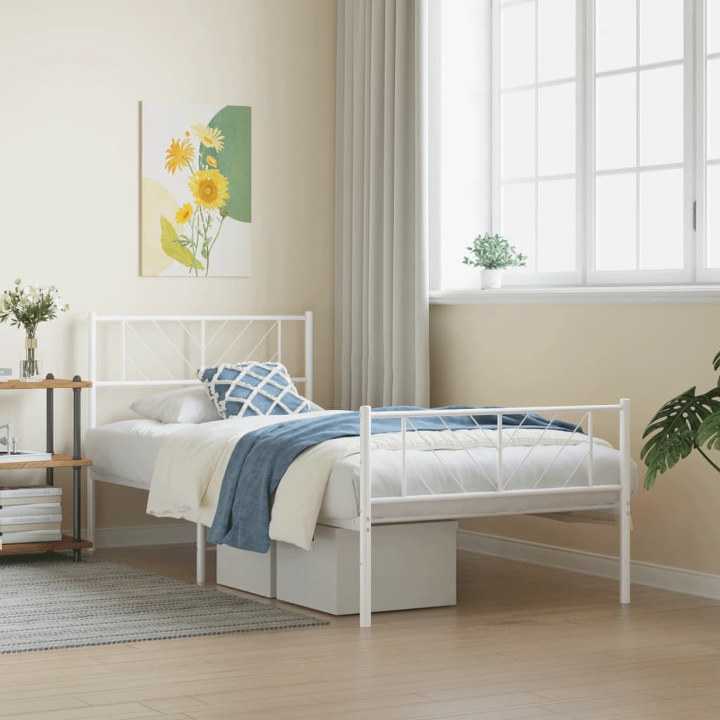 Metal Bed Frame Without Mattress With Footboard 183X203 Cm King