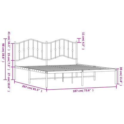 Metal Bed Frame Without Mattress 183X203 Cm King