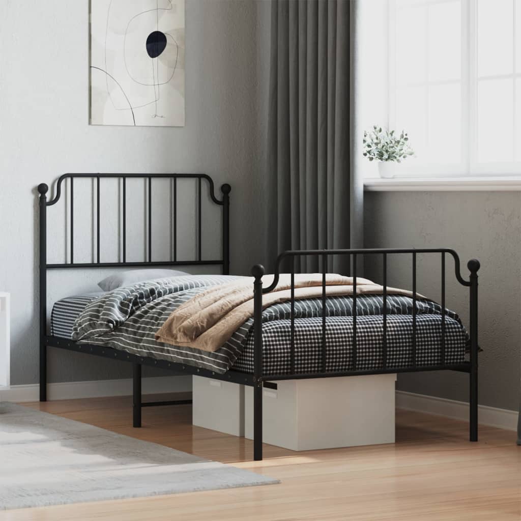 Metal Bed Frame Without Mattress With Footboard 
