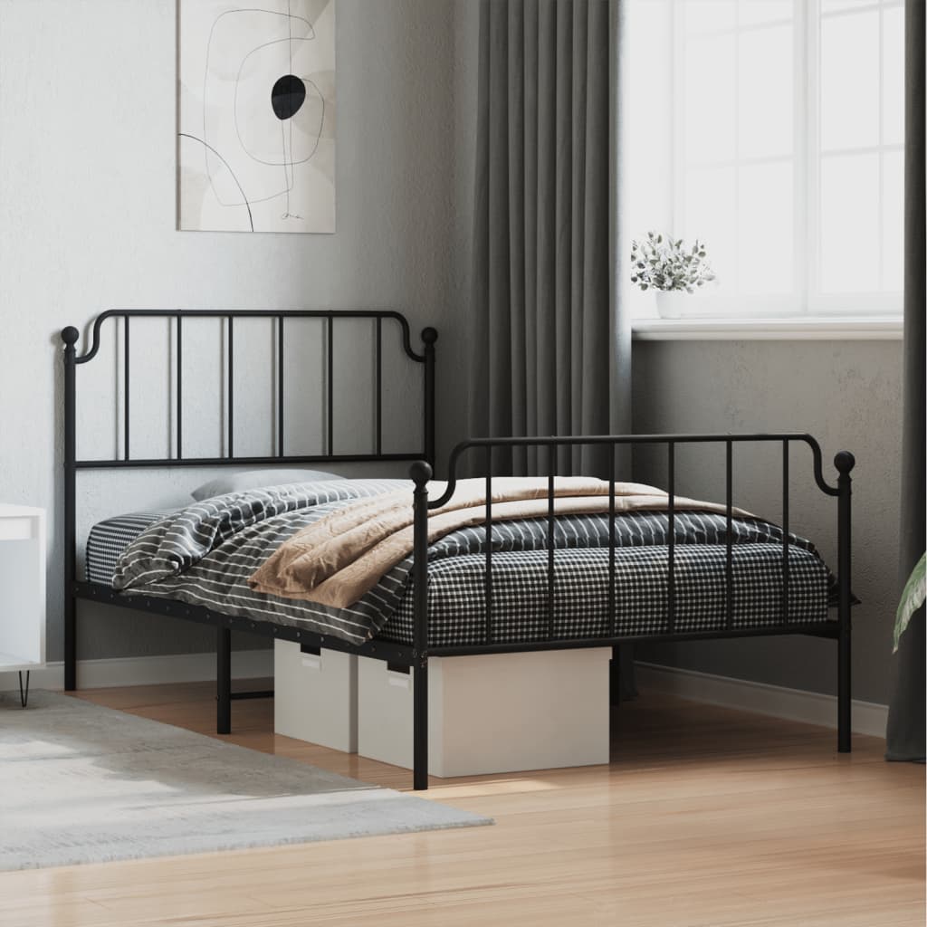 Metal Bed Frame Without Mattress With Footboard 