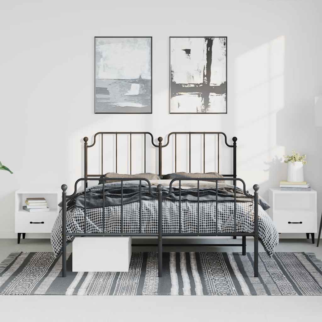 Metal Bed Frame Without Mattress With Footboard 