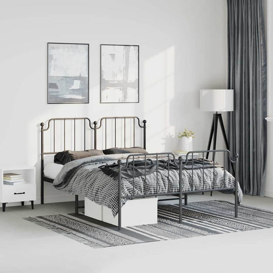 Metal Bed Frame Without Mattress With Footboard 