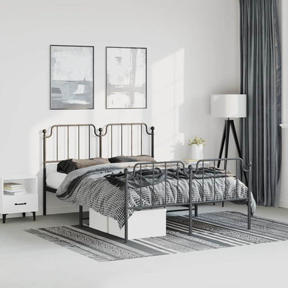 Metal Bed Frame Without Mattress With Footboard 