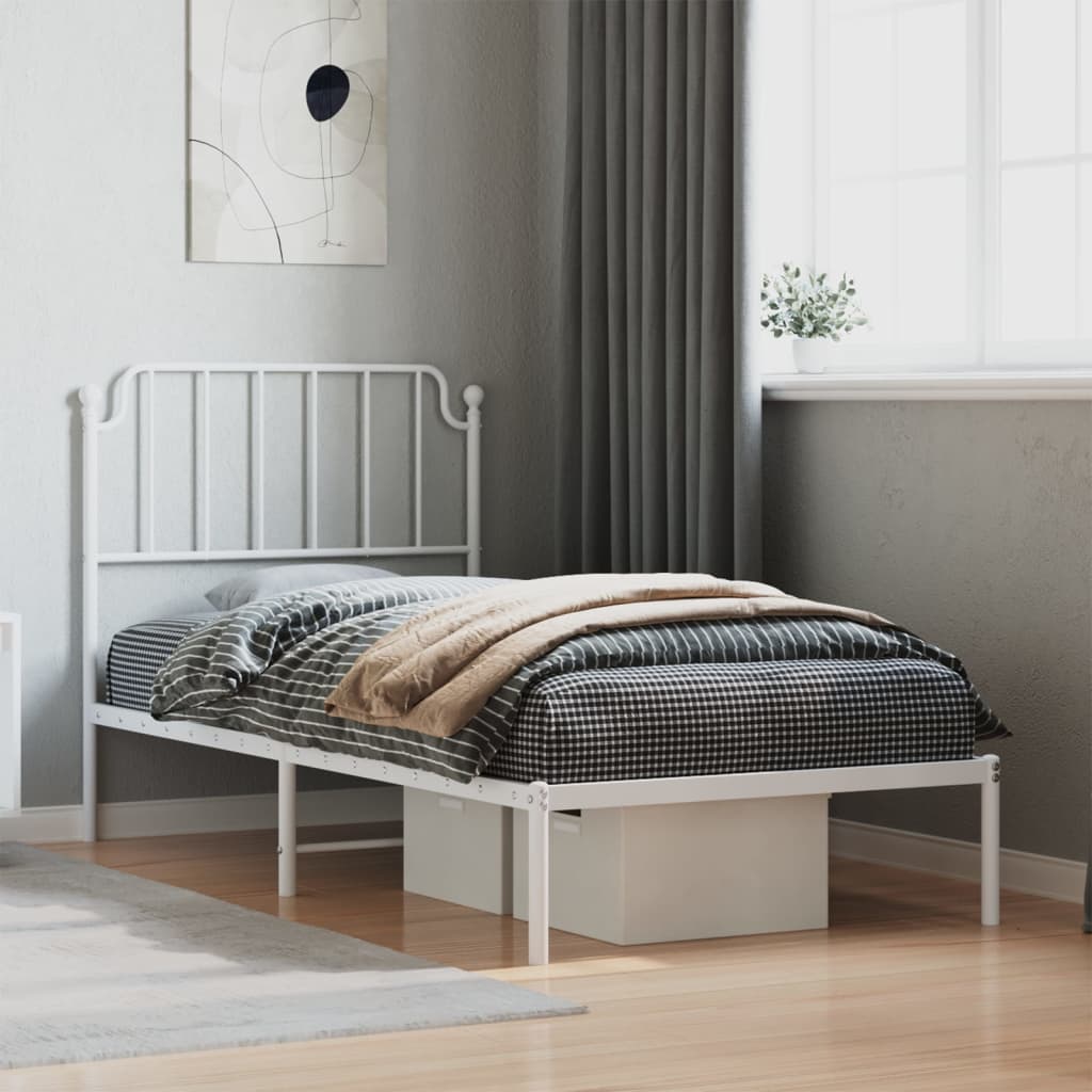Metal Bed Frame Without Mattress With Footboard 