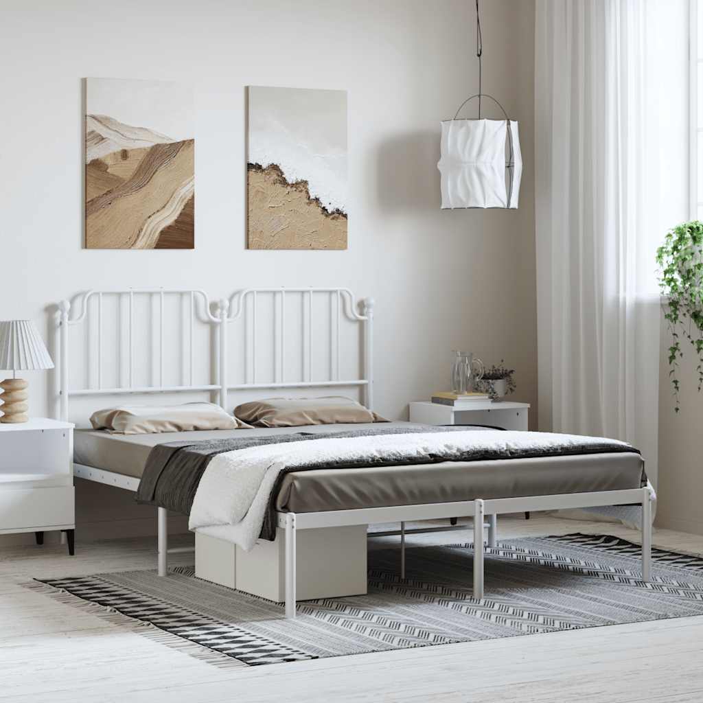 Metal Bed Frame Without Mattress With Footboard 