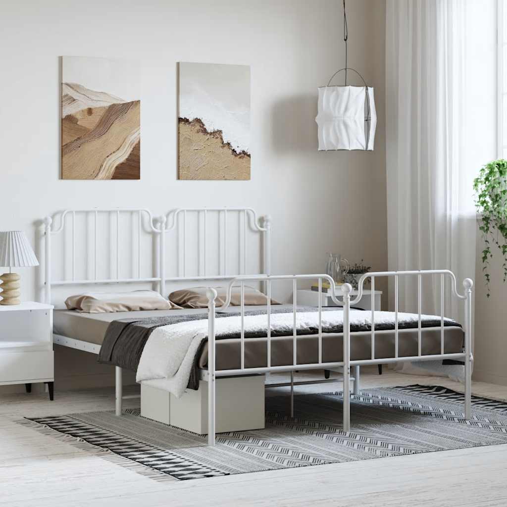 Metal Bed Frame Without Mattress With Footboard 