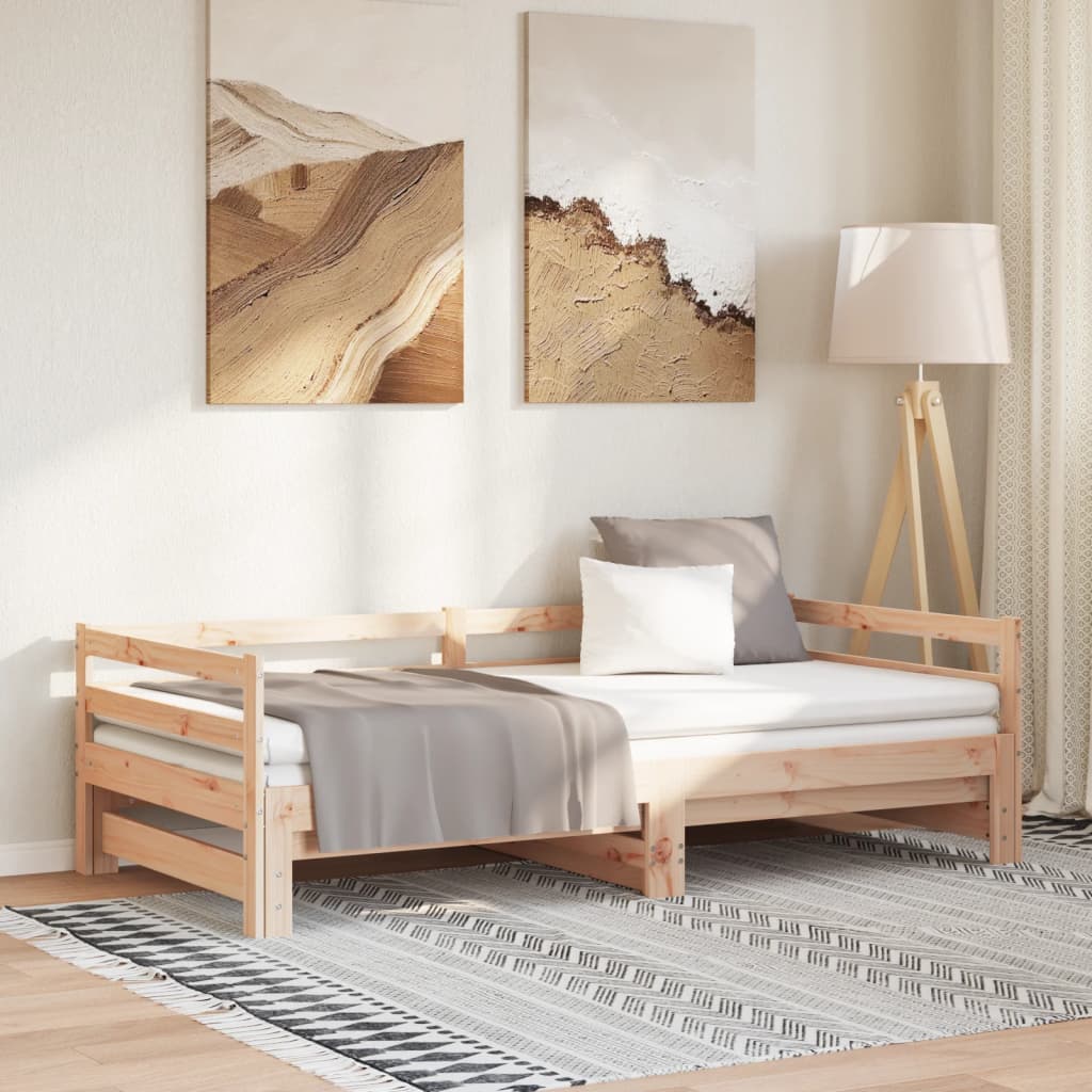 Day Bed With Trundle Without Mattress 90X190 Cm Solid Wood