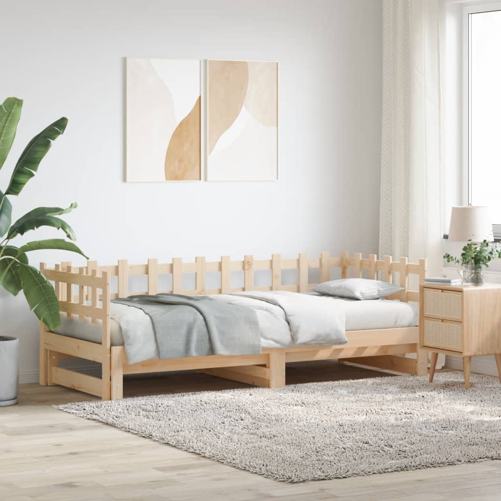 Pull-Out Day Bed Without Mattress 2X(90X190) Cm Solid Wood