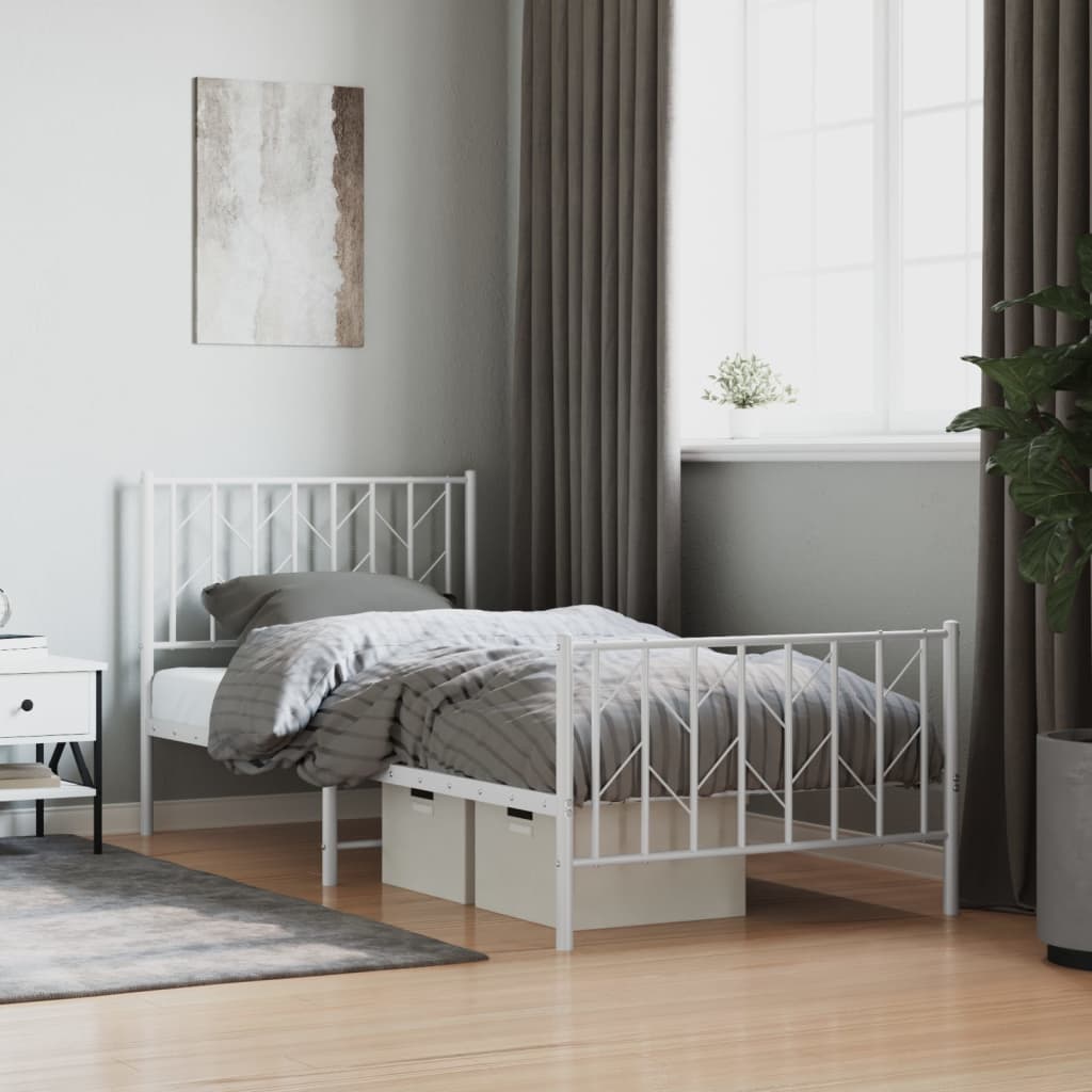 Metal Bed Frame Without Mattress With Footboard